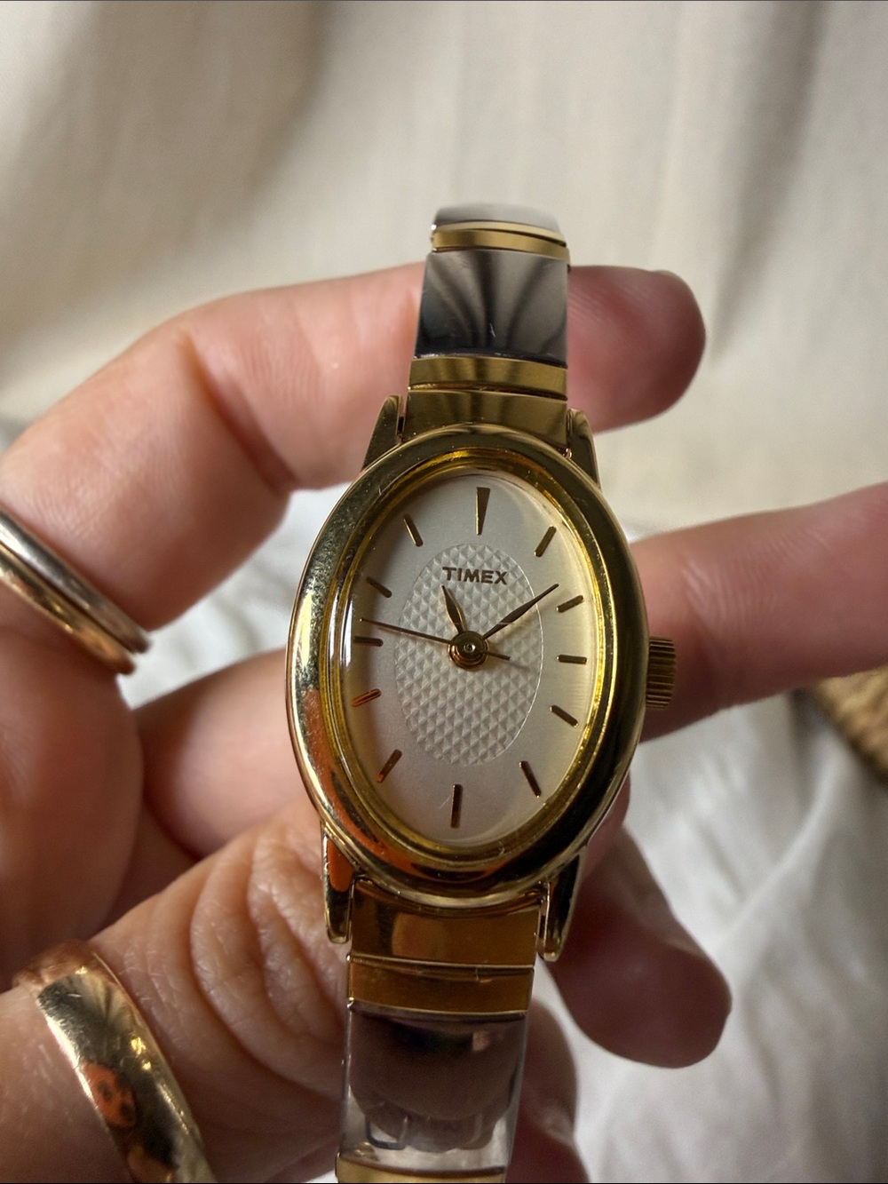 Timex Gold and Silver Oval Women's Dress Watch